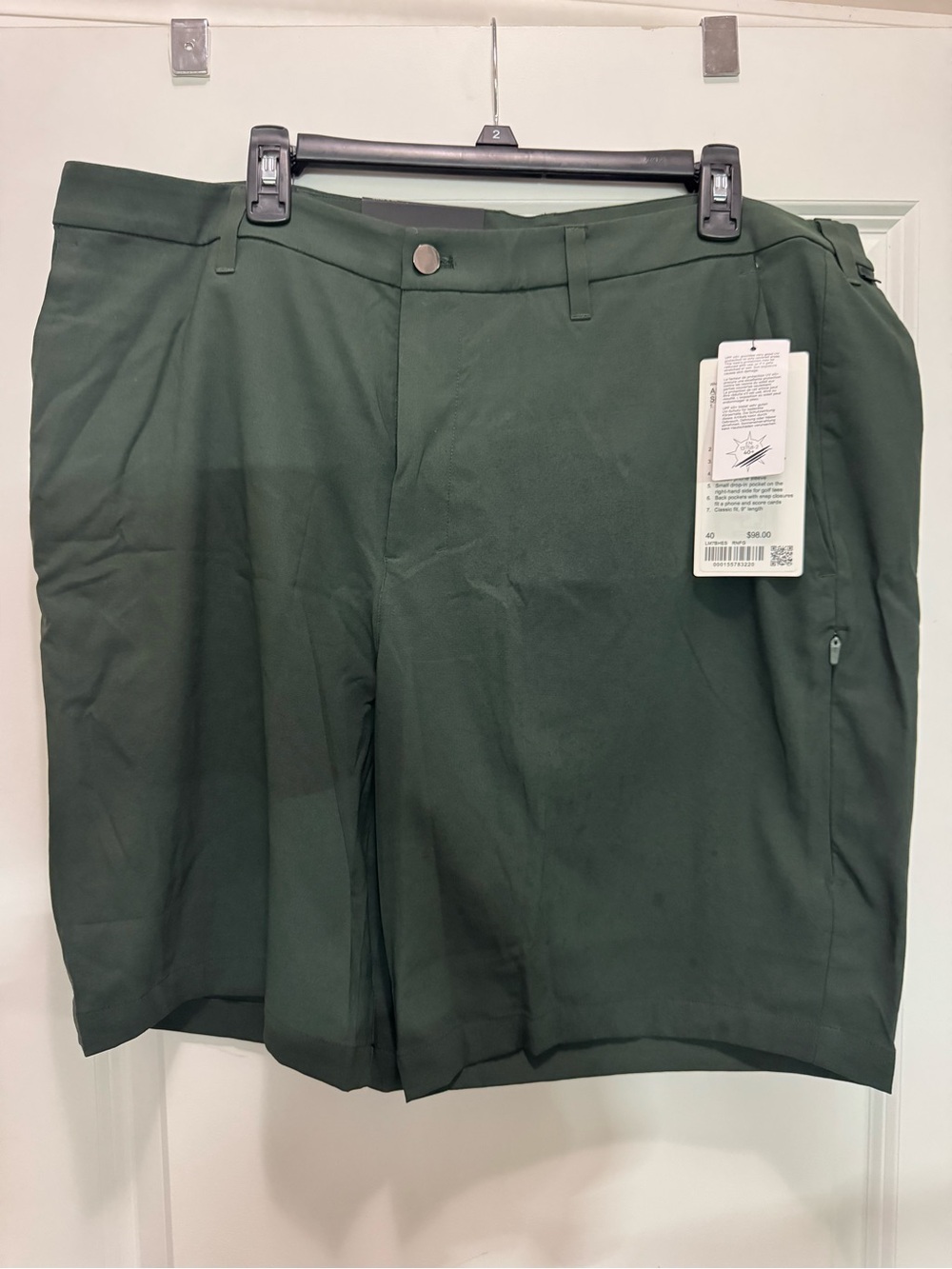 lululemon ABC  Men's Dark Green Flat-Front Golf Shorts
